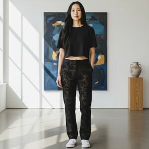 Vintage Y2K 2000s Charlotte Russe Black Beaded Pants Lined Tulle Fairy Goth Boho